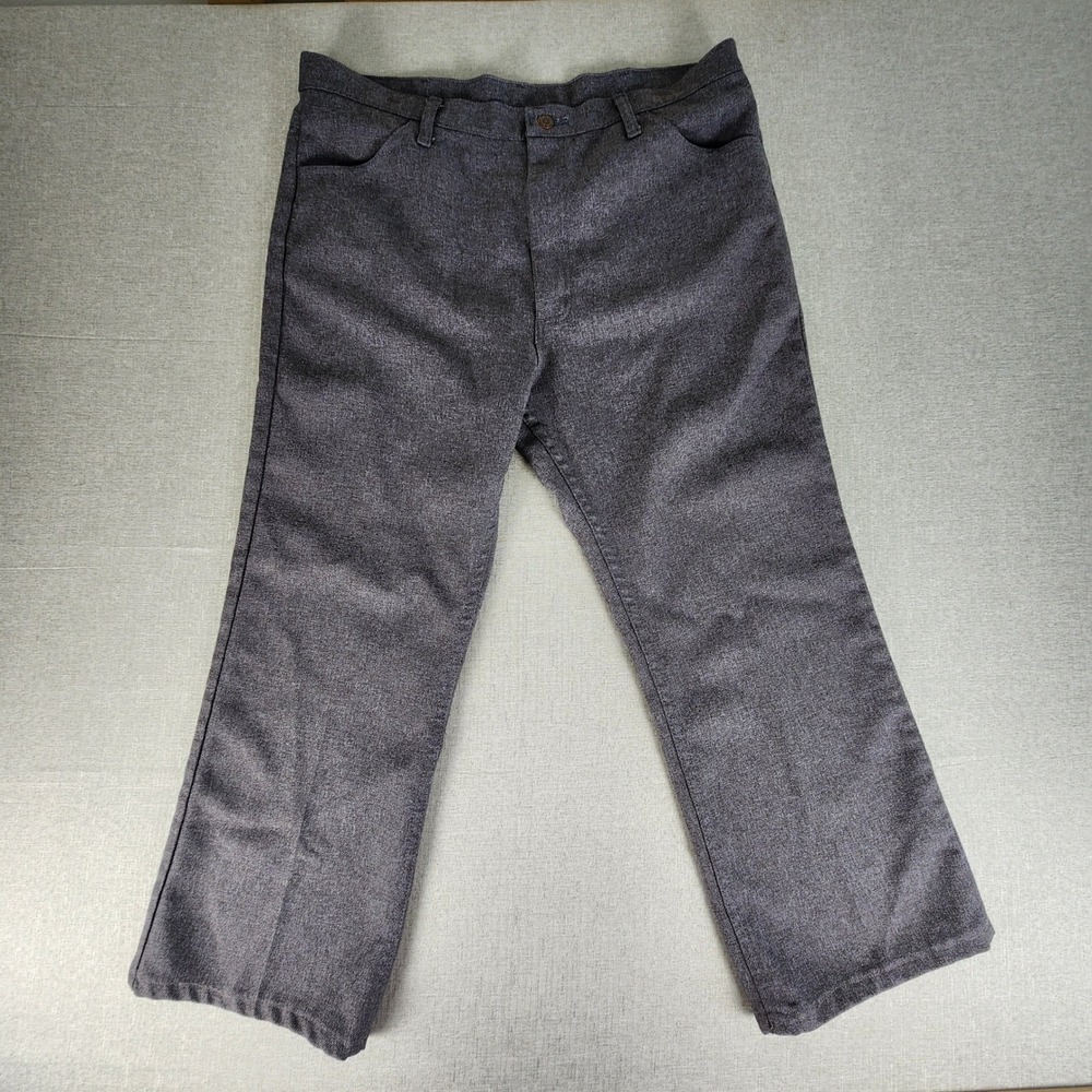 Wrangler 82HG Mens Heather‎ Charcoal Gray Polyester Dress Pants 38x25 Flat Front